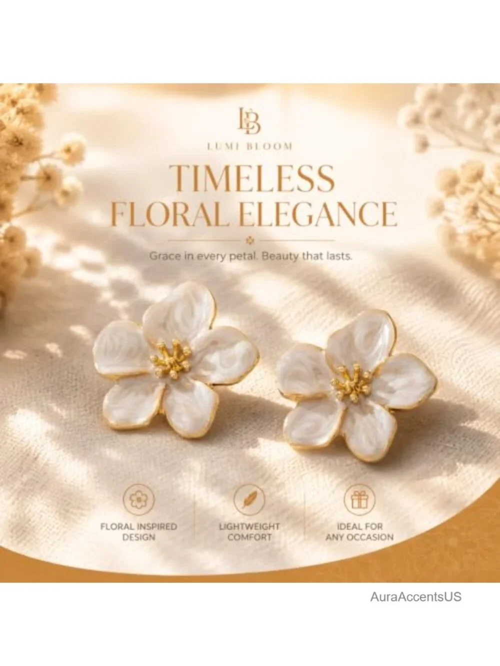 Large White Flower Drop Earrings for Women Boho Statement Jewelry